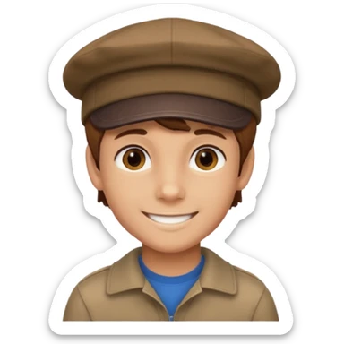 Un niño con gorra pelo castaño  sticker