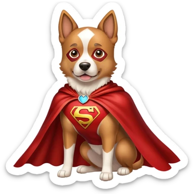 Dog with a cape superhero sticker