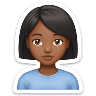 Black girl with fair skin, round face, and straight hair sticker