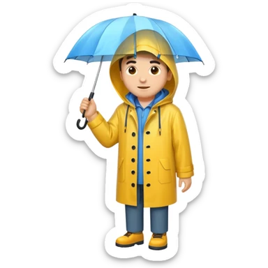 man wearing a raincoat sticker