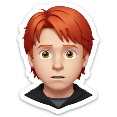 Ron Weasley with nervous face, red hair sticker