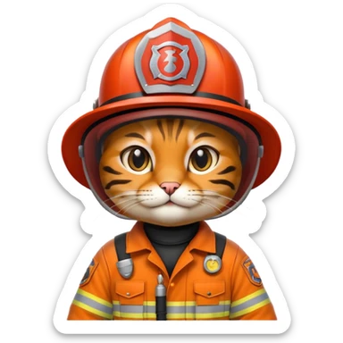 wild cat in firefighter suit sticker