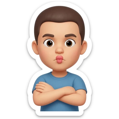 Yellow face Pouting little arms crossed sticker