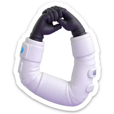 flexed biceps arm with white sleeve and astronaut gloves sticker