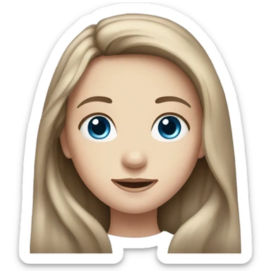 Girl with long brown hair blue eyes pale skin sticker