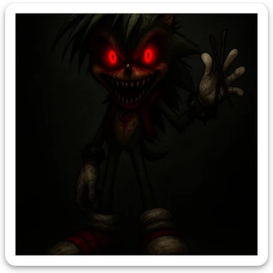 Make the character look scary with glowing red eyes and a unique scary expression, character facing forward. Keep the picture quality intact. sticker