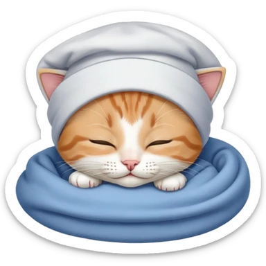 Cute kitten sleeping Wearing a nightcap sticker