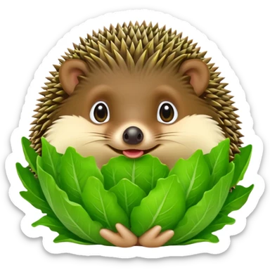 hedgehog eating lettuce sticker