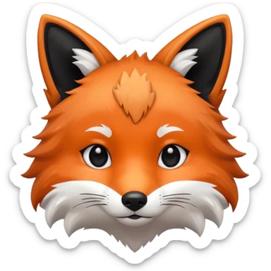 une tête de renard trop kawaii avec des poils noirs à la place des poils blancs sticker