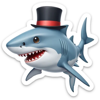 Shark with a top hat sticker