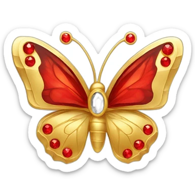 gold and red crystal butterfly jewel sticker