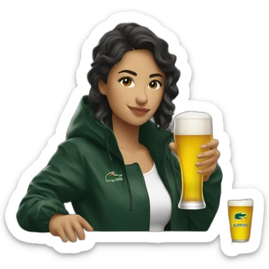 Lacoste latin friends woman drinking beer with black windbreaker sticker