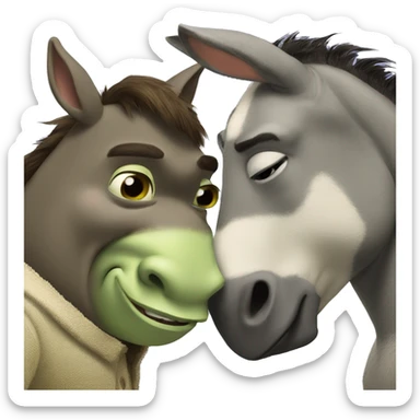 Shrek and donkey snuggling sticker