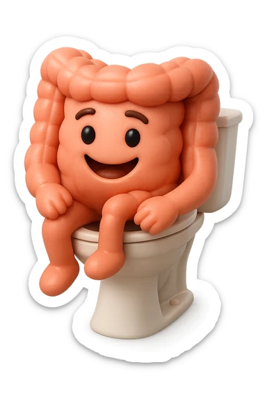 EMOJI STILE IPHONE 3D DI intestino felice seduto sul wc  FALLO MOLTO REALISTICO IN 3D sticker