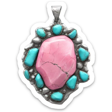 Realistic isolated cracked pink stoned western turquoise jewelry.  sticker