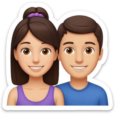 a brunette boy with his girlfriend sticker