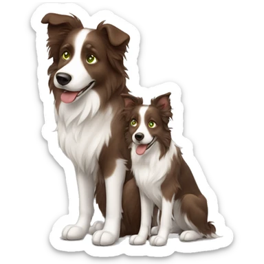 Brown hair green eyes girl with border collie sticker