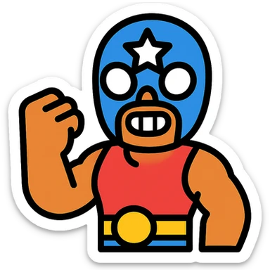 El Primo from Brawl Stars, color outline icon style, black outlines with subtle color accents sticker