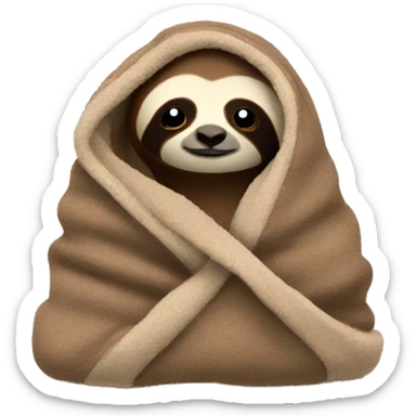 Brown sloth cozy in a blanket sticker