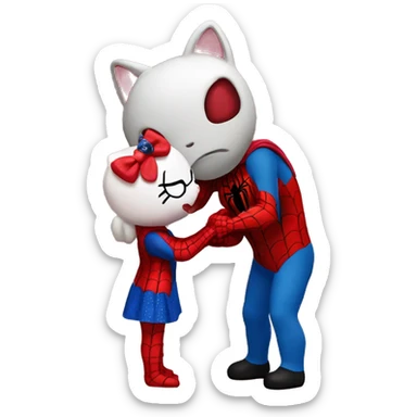 Spiderman kissing hello kitty sticker