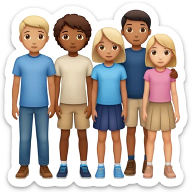 Seven boys and three girls standing together as a group sticker