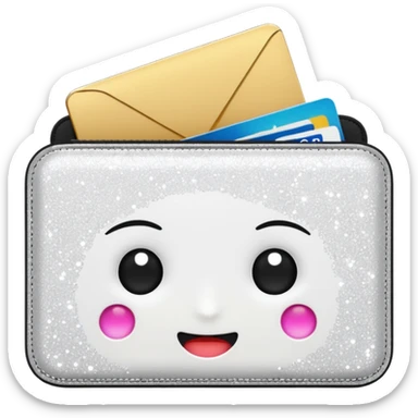 glitter white wallet sticker