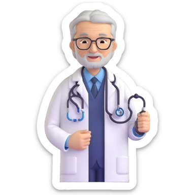 mature 60 year old doctor with stethoscope, gray hair, professional looking but not elderly sticker