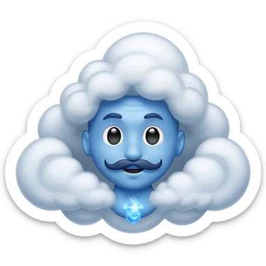 blue genie emerging smoke. sticker