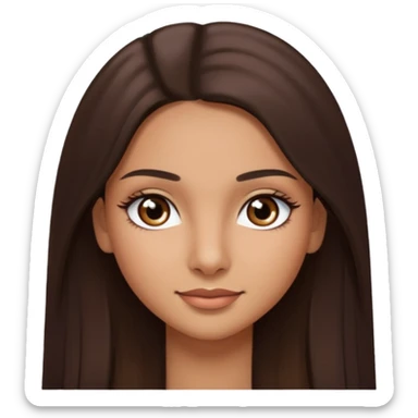 latina girl with straight long brown hair, dark dark brown eyes and lashes no bangs sticker