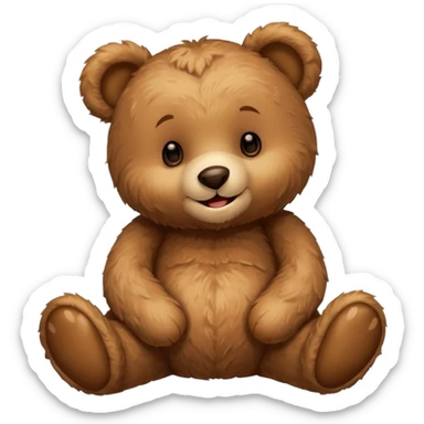 Create a playful and imaginative emoji scene featuring a teddy bear enjoying a cozy, cuddly moment. sticker