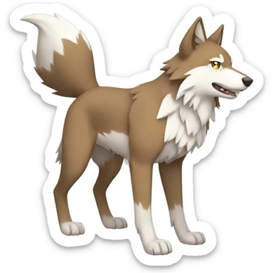 Brown and White Wolf Pokémon Full Body sticker