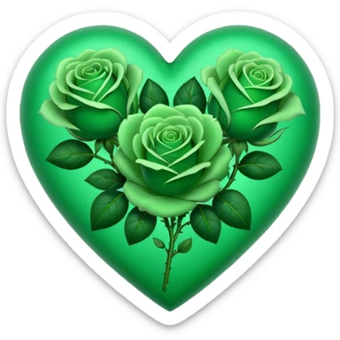 Green Heart with Little 3 green Roses around sticker