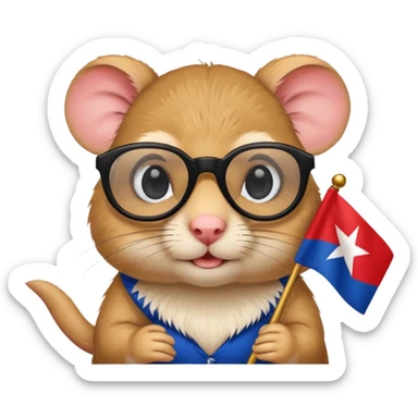 A gerbil holding a Cuban flag wearing black glasses  sticker