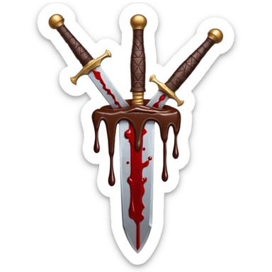Blood on sword with chocolate sticker