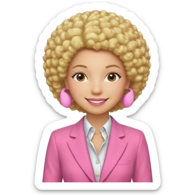 afro blonde hair woman pink suit sticker