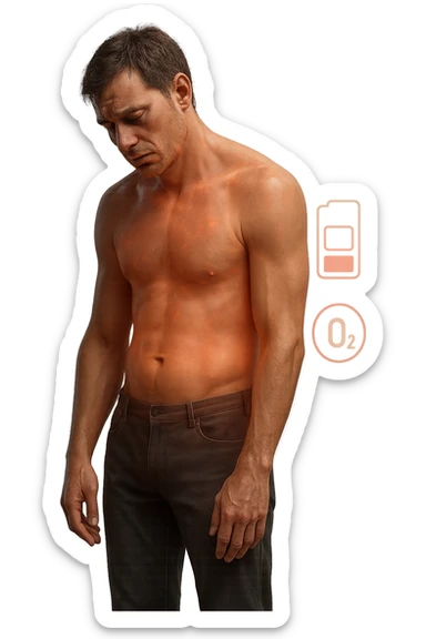 Corpo che segnala che non c'è abbastanza energia in corpo, 3d realistica sticker