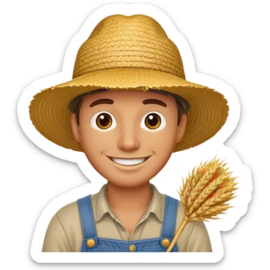 farmer man with straw hat sticker