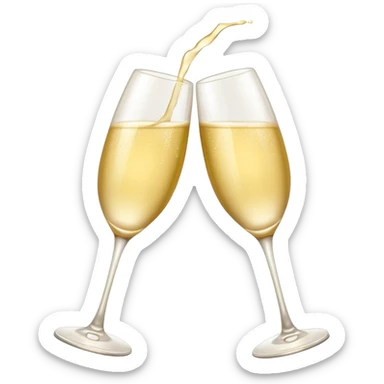 two glasses of pale yellow champagne clinking in a toast, soft and light color, smooth gradient, bright and gentle, minimal details, glossy highlights, celebratory pose
 sticker