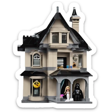 Lego Darth Vader and Barbie’s very dusty old disturbing disgusting ghostly haunted horror dream house mansion  sticker
