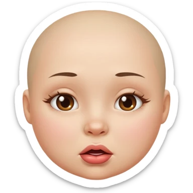 a girl face with lip bitting expressions. the face will be round and chubby. without hair sticker
