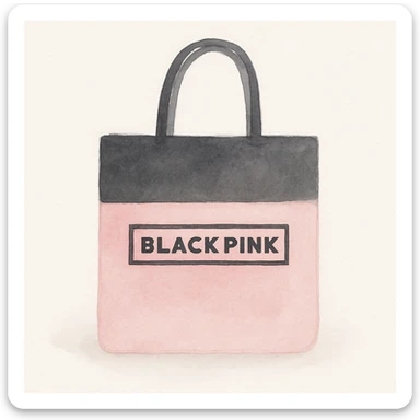 BLACKPINK-inspired object, black and pink colors, soft artistic watercolor effect, watercolor style sticker
