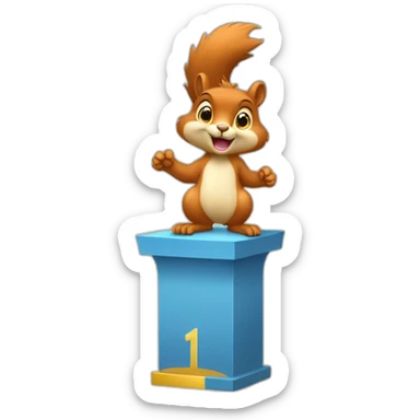 the squirrel stands on the prize podium taking first place sticker