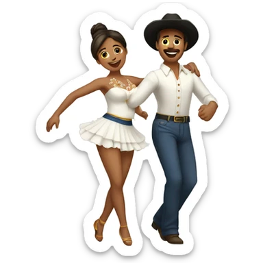 Pareja bailando cueca chilena sticker
