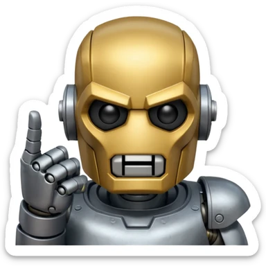 create an emoji with blitzcrank  (the league of legends champion)face in a sigma gigachad version that does the pose where u put ur index finger on top of your mouth to tell enemies to shut up or to signal that u mewing sticker