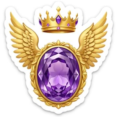 Big complex amethyst stone award-in-frame-decorated-with-big-golden-angel--wings and crown sticker