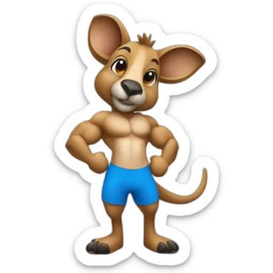Blue coloured kangaroo body builder chad sticker