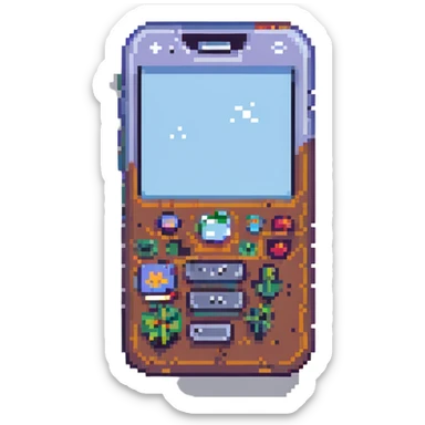 pixel art style icon of an iPhone, simple and recognizable, with a small screen and a single button sticker