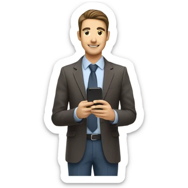 a man with a smartphone showing charts sticker