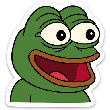 pepe the frog with a shocked and happy expression sticker