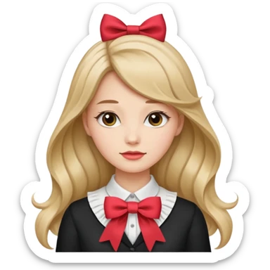 women with neckBow, ling hair style. sticker